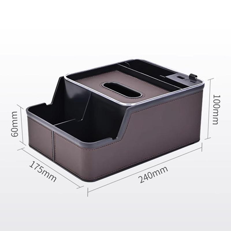 1PC Universal Car Armrest Organizer With 2 Cup Holders & Tissue Box - Back Seat Storage Box For SUV/Sedan Interior Accessories