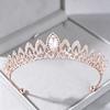 Rose Gold Crystal Bridal Tiaras and Crowns for Women Bride Rhinestone Prom Diadem Headband Bridal Wedding Hair Accessories Crown