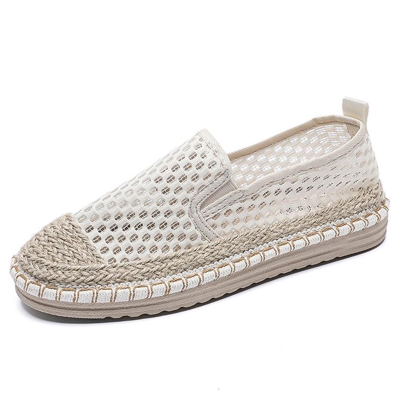 Women's 2025 Summer Mesh Slip-On Fisherman Shoes - Lightweight and Breathable Casuals with Traditional Beijing Style.