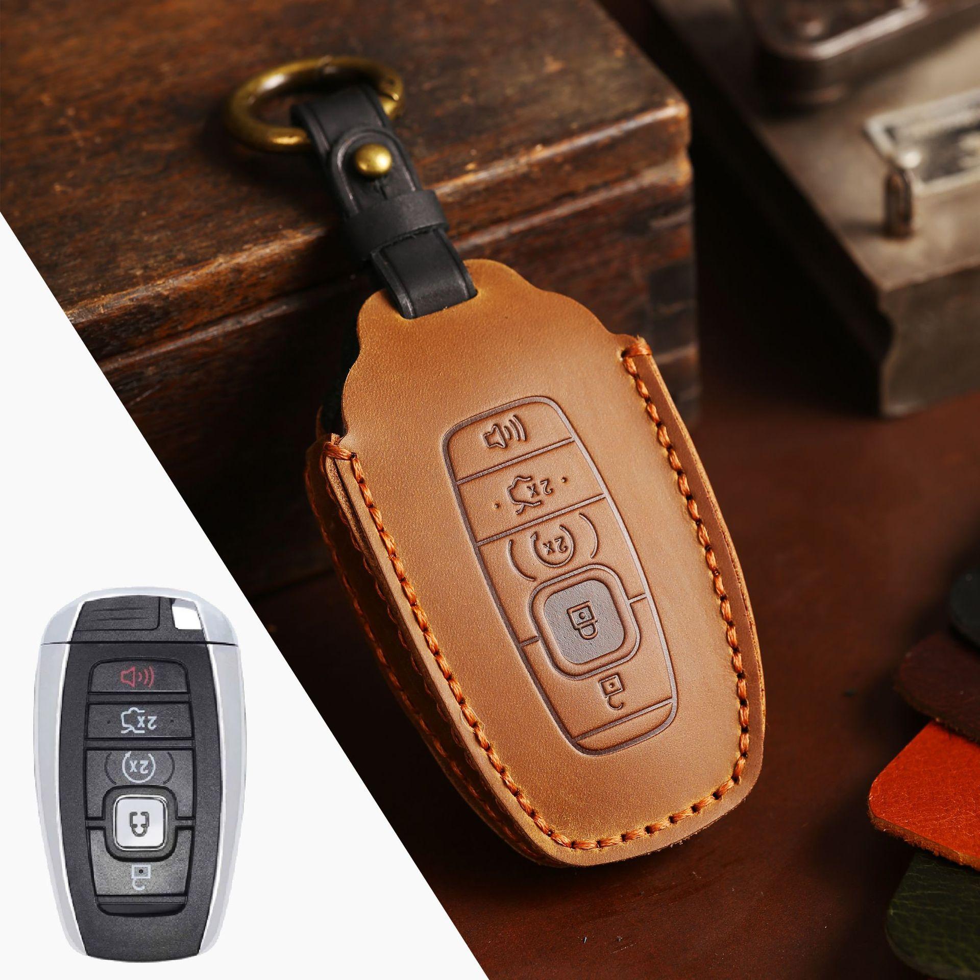

Applicable Lincoln key set Navigator Adventurer Aviator Navigator Leather Car Key Set Handmade коричневый