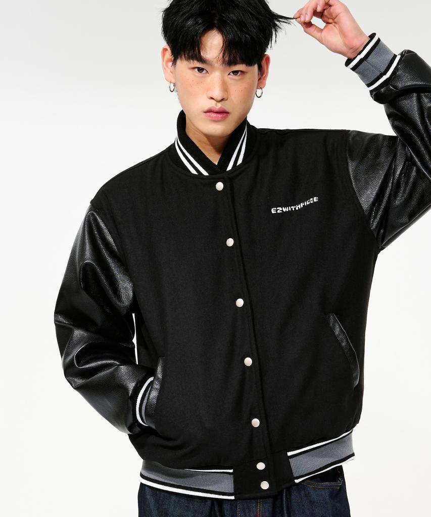 Peace Maker Teeth Varsity Wool Jacket (Black)