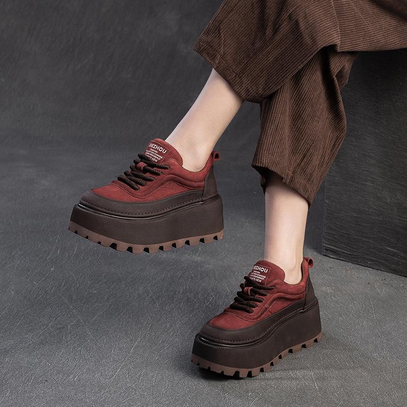 Summer Arrival Women's Roman Sandals Retro Wrinkled High Heel Thick Sole Comfortable Breathable Leather Sandals