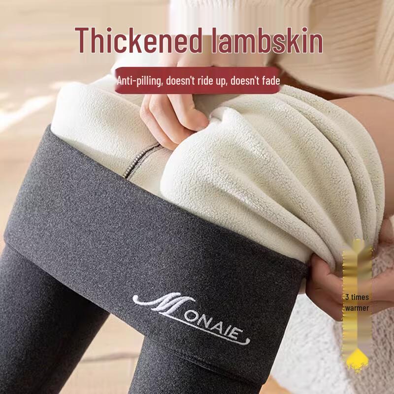 LANGSHA Women's High-Waist Lamb Wool Thermal Leggings
