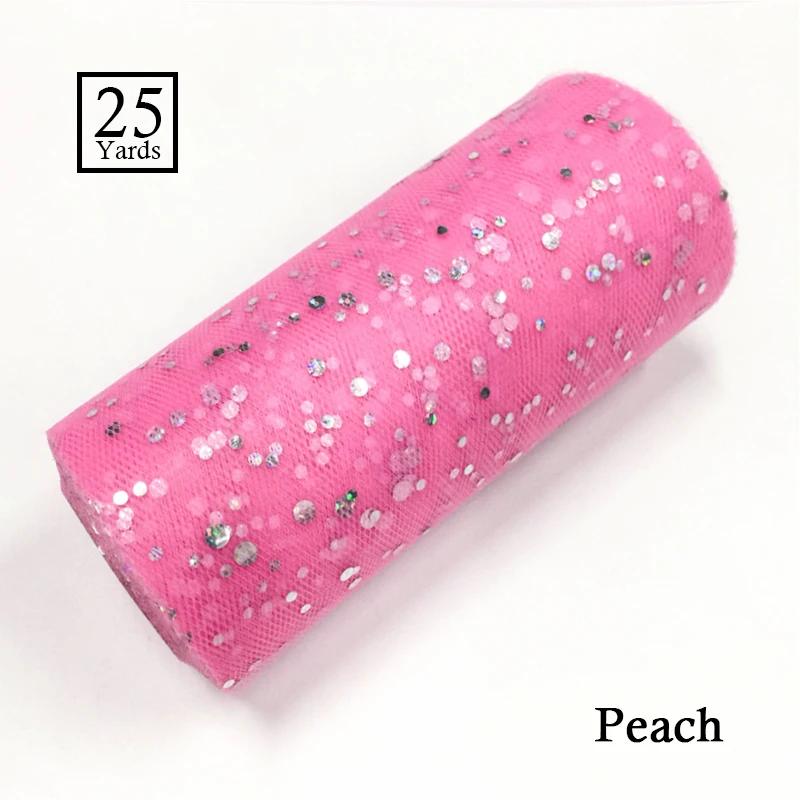 25 Yards 15cm Glitter Sequin Tulle Roll Fabric Wedding Decoration Organza Laser DIY Crafts Birthday Party Supplies