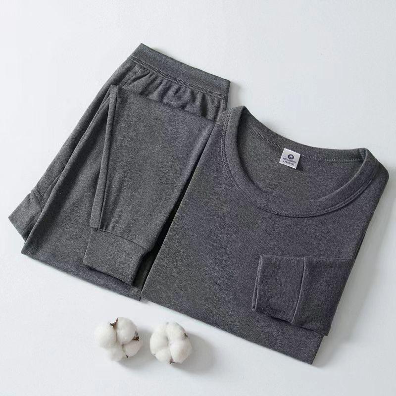 Men's Thermal Cotton Knit Underwear Set for Middle-Aged & Elderly - Thread Shirt & Pants for Fall & Winter