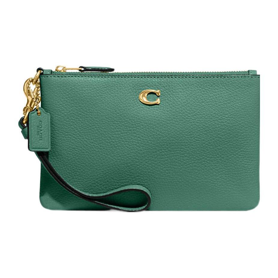 

Новый женский клатч-браслет COACH из шагреневой кожи, маленькая зеленая сумка на запястье CH818-B4AEE 19.1*1.3*12.2CM
