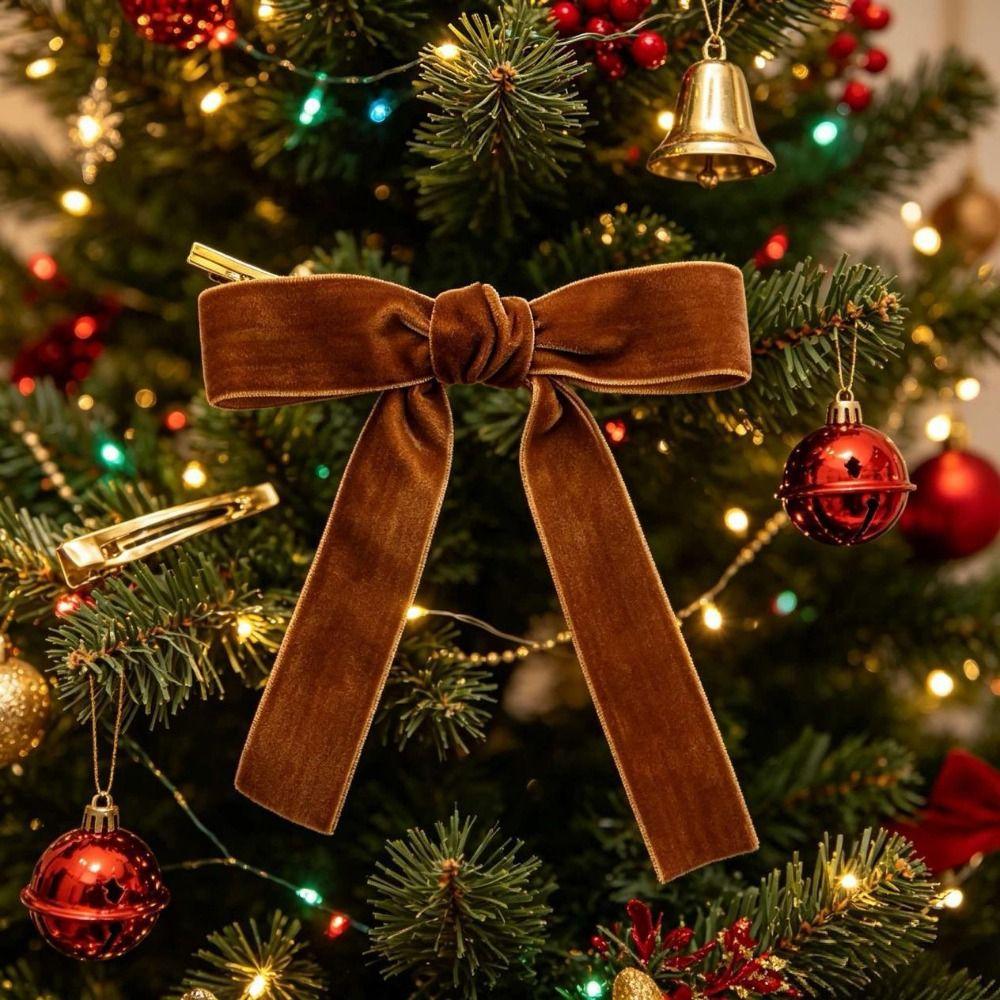 Home Decor Velvet Ribbon Bows With Cable Tie Velvet Christmas Bows Xmas Decorations