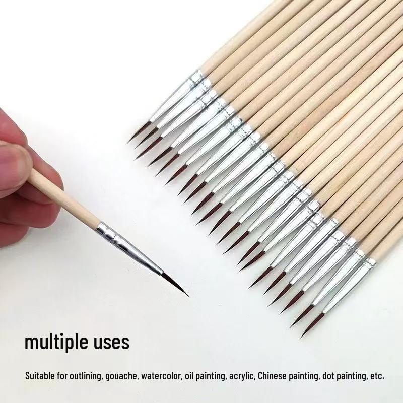 Wood-Handled Fine-Tip Nylon Liner Pen Set for Sketching, Painting, and Outlining