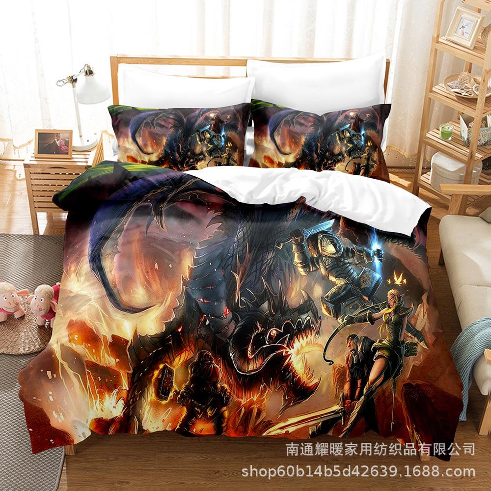 3D Digital Printing Bedding Four-Piece Set Three-Piece Set Warcraft Bed Sheet Quilt Pillow
