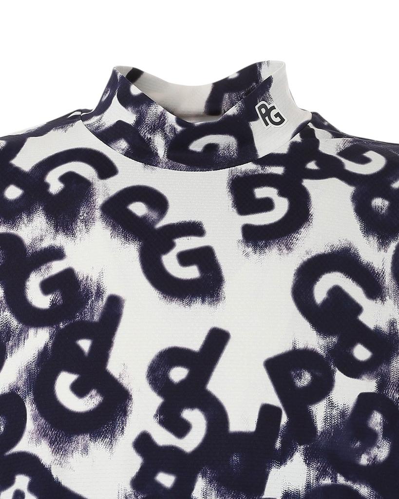 PEARLY GATES Short Sleeve High Neck Shirt PG Logo Denim Golf Size 4 Men's (Stretch, Pattern) / / 053-5167403 121_Navy, [M]