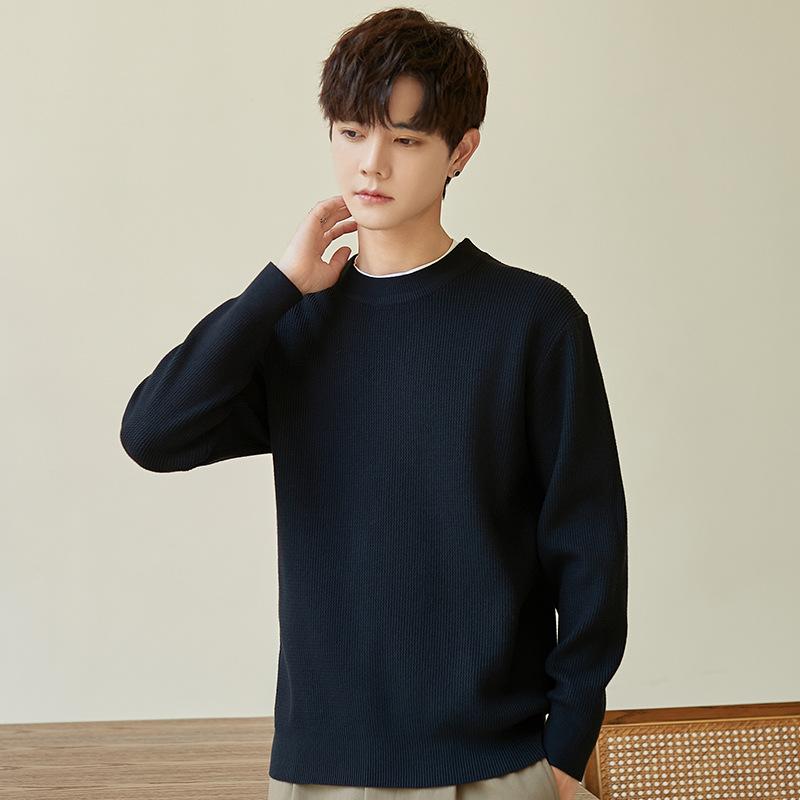 

Мужской свитер весна-осень-зима новый корейский вариант универсальный свободный свитер премиум-класса с круглым вырезом 4XL чёрный