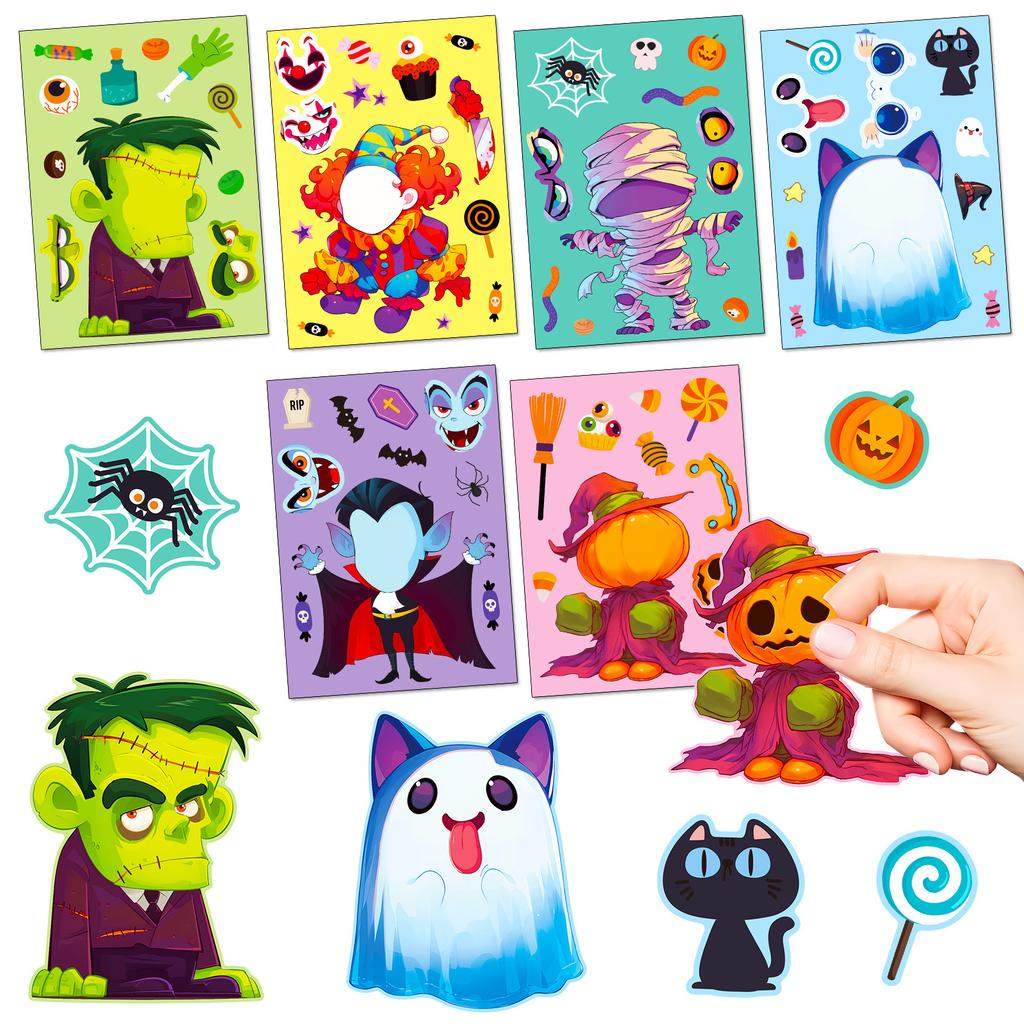 Halloween series face-changing stickers cartoon ghost pumpkin puzzle stickers Halloween stickers face-changing stickers