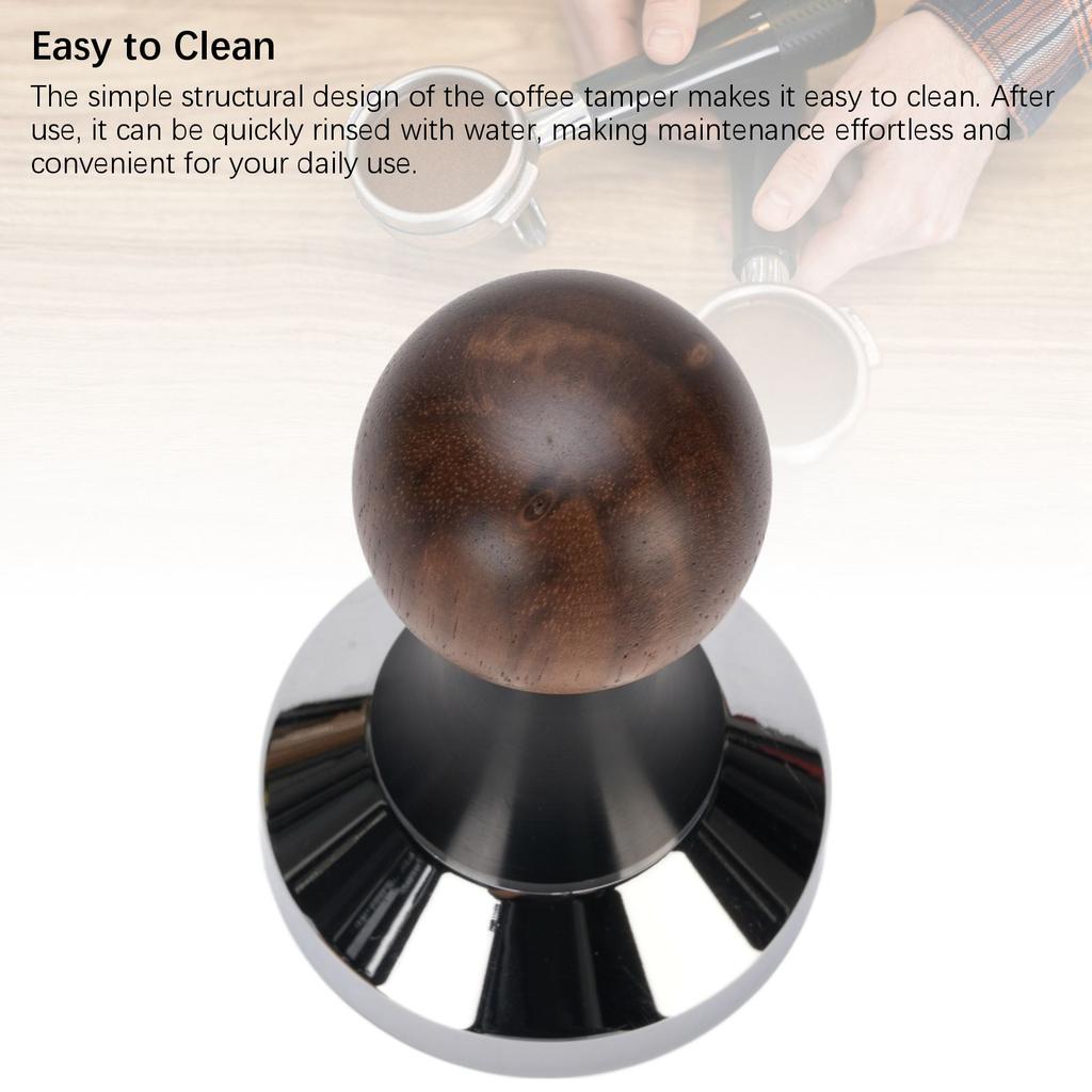 Valnötsträhandtag Kaffepress Professionell Lätt att Rengöra Kaffepulverhammare Pressverktyg Gängad Botten