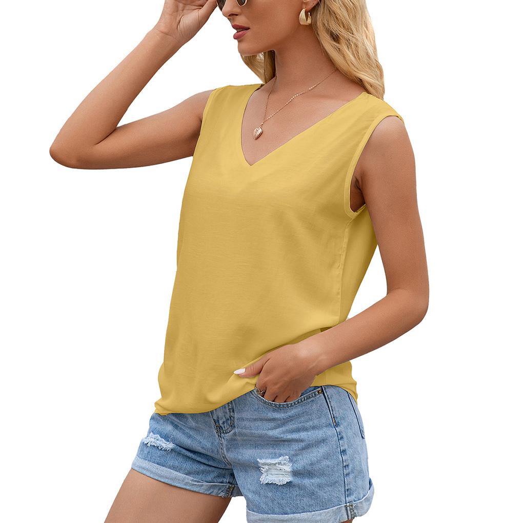 Damen Oberteil mit Hohlrücken, Spitzenstickerei, V-Ausschnitt, ärmellos, einfarbig