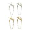 Stylish Beach Styles Starfish Dangle Earrings Gold Plated Shell Designs Sensitive Skin Friendly Jewelry
