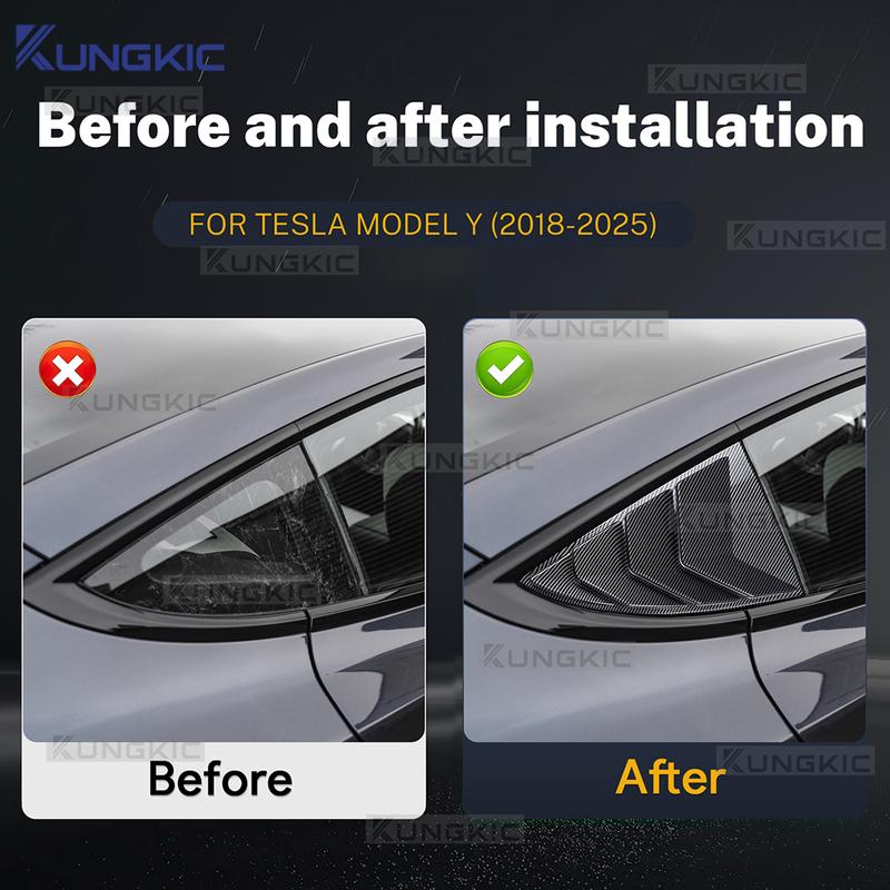 For Tesla Model Y 2025 Juniper Rear Windshield Sticker Side Spoiler Splitter Trim Triangle Louver ModelY   -2026