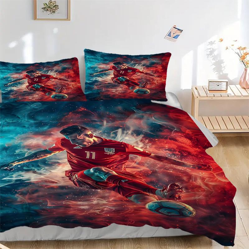 

3pcs England Football Player Artwork Home Bedding Set-Perfect for Bedroom, Guest Room, Living Room, Hotel Decor-Ideal Gift for Fans, Travele 135x200cm