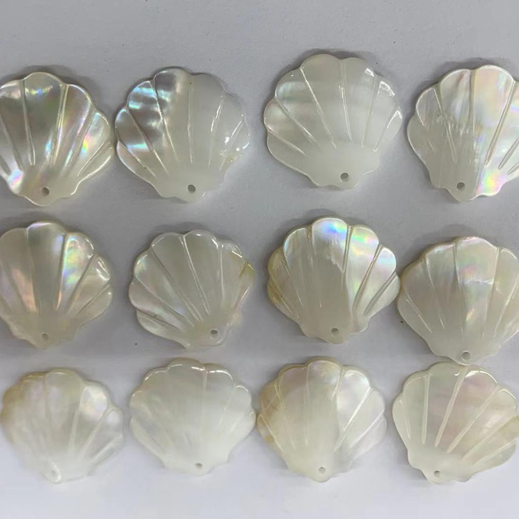 2 Stück/Packung Natürliche schillernde Perlmutt-Jakobsmuschelschalen-Anhänger 20x21mm Einzelbohrung Weiße Muschelperlen Für Ozean-Thema DIY Ohrring Schmuckherstellung