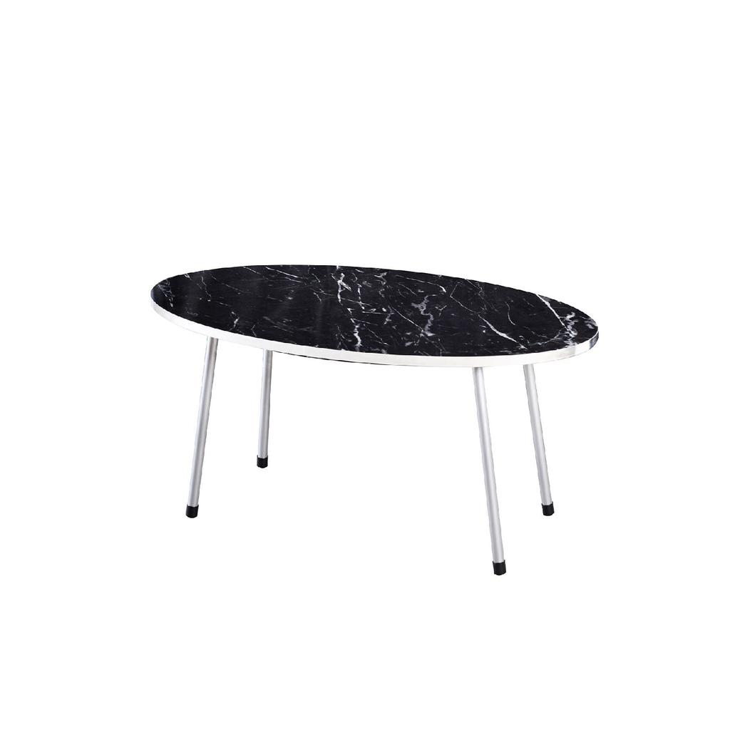 Coffee Table Ellipse Silver Metal Leg Bendir Silver