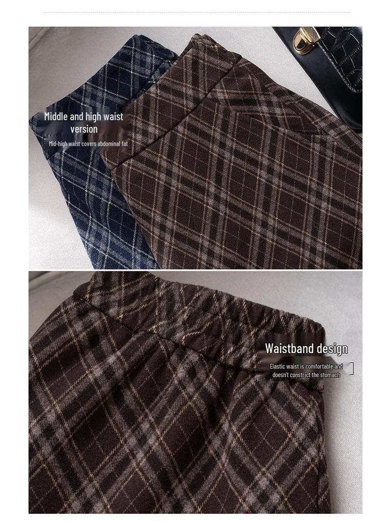 Chic High-Waisted Plaid A-Line Skirt - 2025 Autumn/Winter, Long Length, Women's Cozy Fashion
