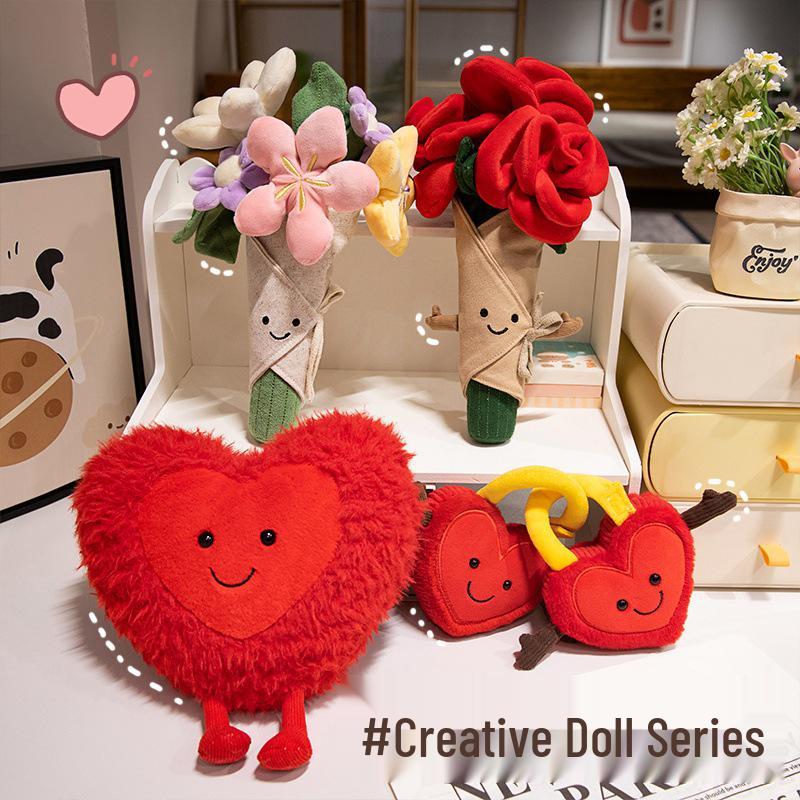 Heart-Shaped Rose Bouquet Plush Doll - 2025 Valentine's Day Gift for Girlfriend