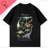 Jurassic Dinosaur Print Short Sleeve Hand-painted Watercolor Comfortable Breathable Pure Cotton Male and Children Camisas