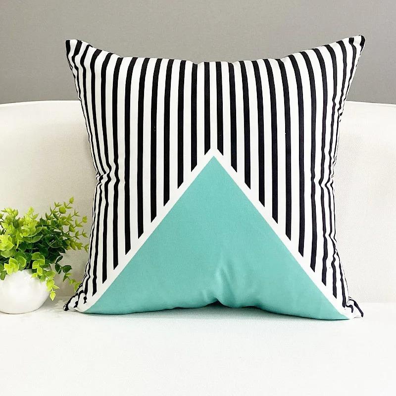 Fresh Elk Animal Pillowcase Nordic Striped Black and Yellow Contrast Color Pillow Cushion Cover Sofa Living Room Home Decoration