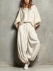 European and American women's clothing 2026 autumn and winter new fashion casual round neck loose top wide leg pants two-piece set