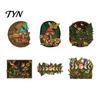 Rustic Bedroom Decor Boho Moon Mushroom Wall Hanging Decor, Vintage Forest Multi-Layer Wooden Plaque, Floral Nature Inspired Art Butterfly Themed