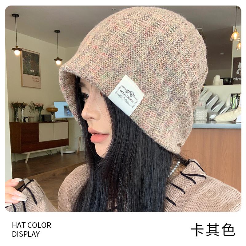 Big head circumference wool hat for women's autumn and winter 2024 new model, small face, warm and cold protection, big face knitted pile cold hat