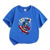 Kids Boys Girls 100% Cotton Short Sleeve O-neck T-shirt, Funny Cartoon Super Hero Captain Character Print Casual Comfortable Tees for Daily Wear Summe