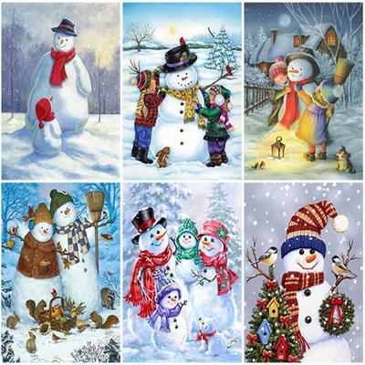 Om de zăpadă DIY Pictură cu Diamante 5D Burghiu Complet Rotund Cadou de Crăciun Broderie cu Diamante Strassuri Imagini Kit de Artizanat Decor Acasă