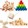 1-5cm Natural Blank Wooden Blocks, Unfinished Pine Wood Cube for DIY Craft Art, Painting, Home Decor, Puzzle Making, Baby Shower
