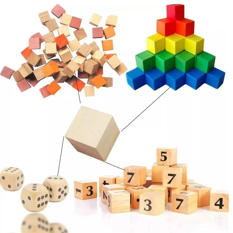 1-5cm Natural Blank Wooden Blocks, Unfinished Pine Wood Cube for DIY Craft Art, Painting, Home Decor, Puzzle Making, Baby Shower