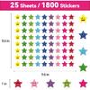1800Pcs Star Stickers, 1 Inch Happy Smile Face Stickers Colorful Mini Incentive Reward Sticker Round Behavior Chart Sticker for Shcool Classroom