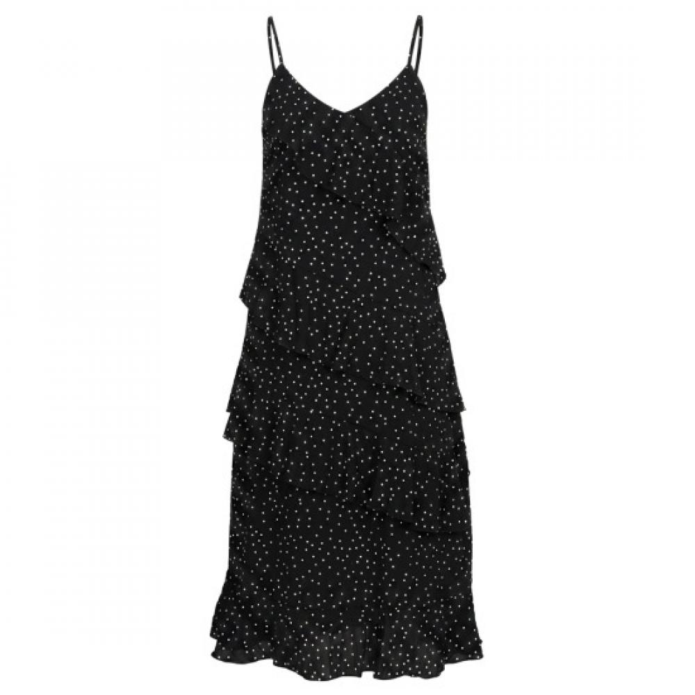 Shop Women S Summer Spaghetti Strap Beach Vacation Dot Frill Long dreSS Black
