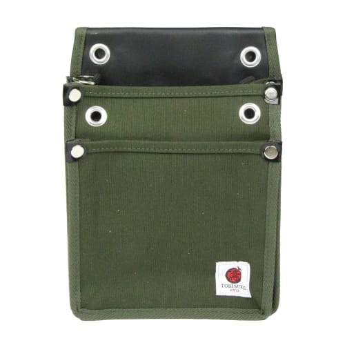 SK11 Canvas Two-Tier Tobi Waist Pouch (National Defense Model TSH-2D-DG) - Slim, Crush-Resistant Bellows Construction, Reinforced Bottom, and Inner Po