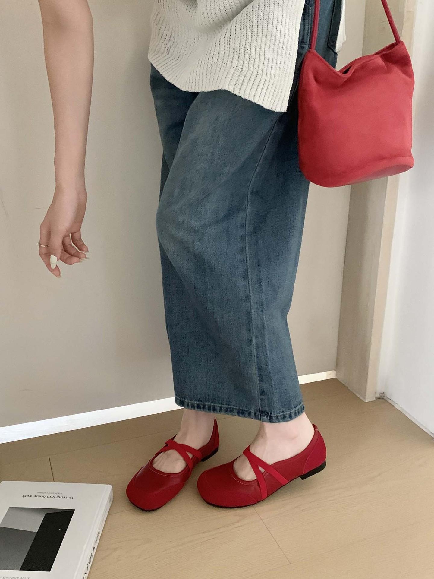 IPPEUM Балетки Женские Искусственная Кожа 2026 Новые Летние Мягкие Серебристые Туфли-Балетки Kawaii Мэри Джейн 225 красный