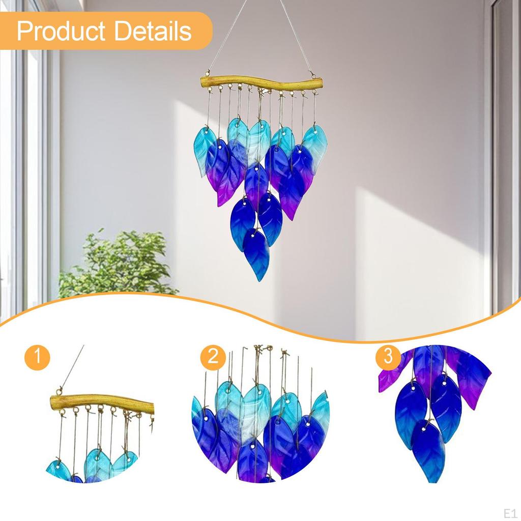 Glas Windspiel Außendekor Geburtstagsgeschenk Wetterfest Handgefertigt Blatt Hängeglocke