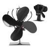 4 Blade Fireplace Fan Aluminium Alloy Heat Powered High Temperature Resistant Stove Fan for Home