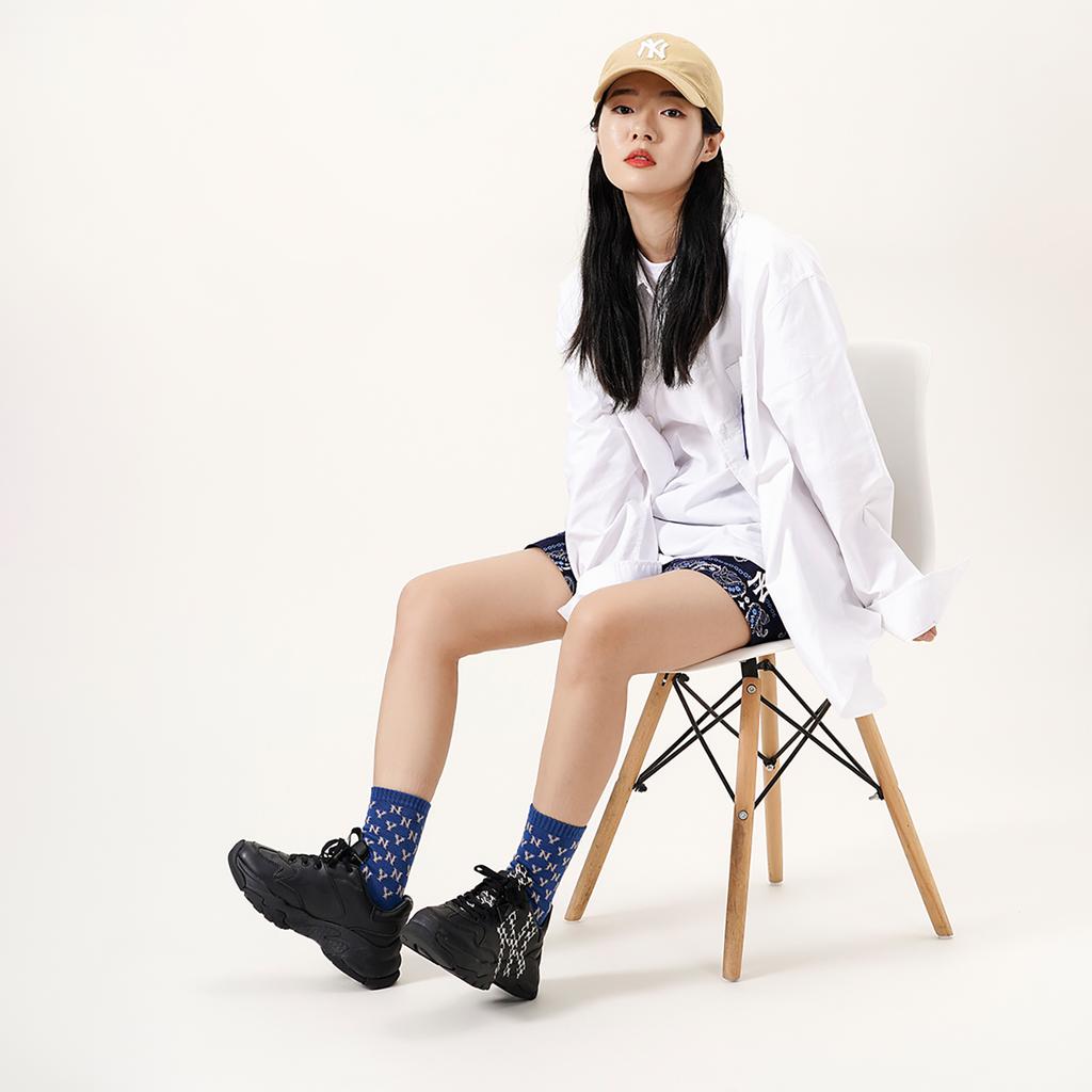 New MLB Big Ball Chunky Height Increasing Low Top Chunky Sneakers Unisex Black 3ASHCM01N-50BKS