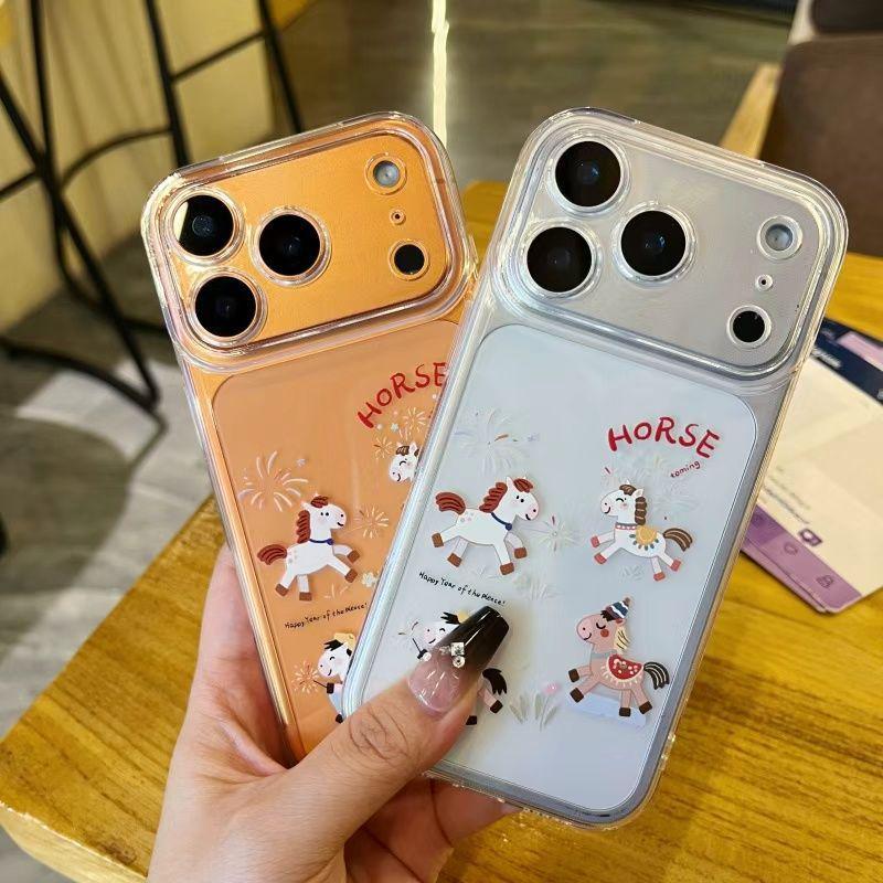 Apple 16/17 Pro/Pro Max Creative Fireworks Horse Phone Case (All-Inclusive)