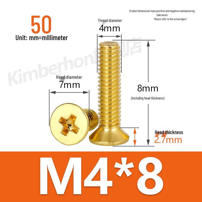 Copper Phillips Countersunk Head Machine Screws, Sizes M2–M4, Lengths 6/8/10/12mm