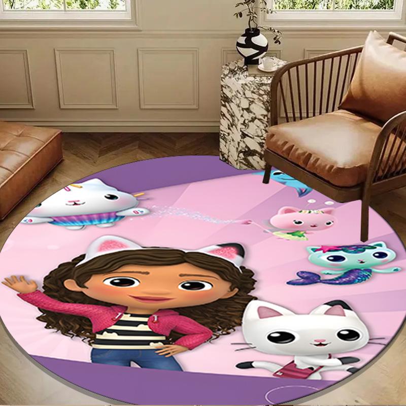 Colorful Friends Dollhouse Round Rug for Livingroom,Bedroom, Palyroom, Chair Rug, Area Rug, Circle Carpet, Large Size Fan Christmas Gift