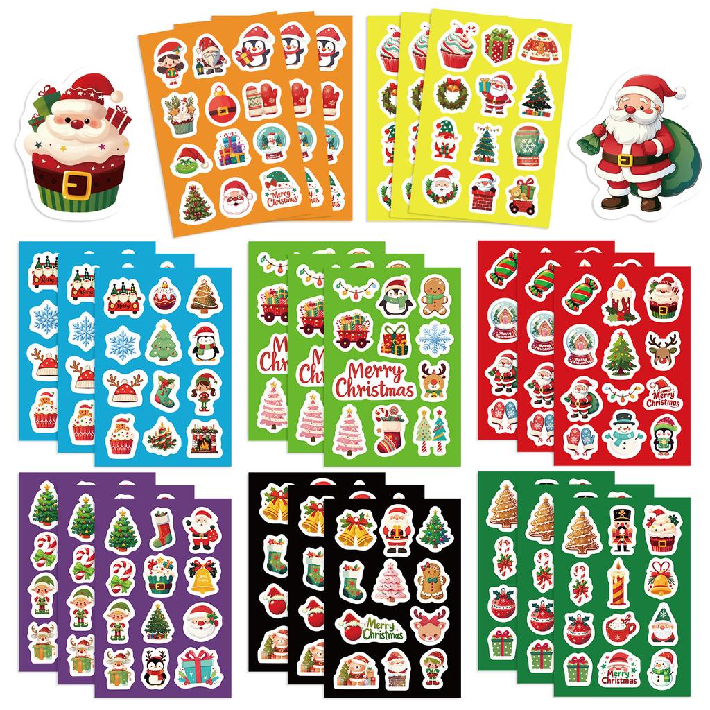8 Santa Claus Collage Hand-on DIY Decoration Handbook Mobile Phone Case Decoration Party Waterproof Stickers