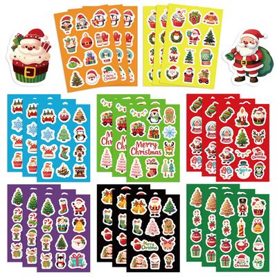 8 Colagem de Papai Noel Mãos-na-Massa DIY Decoração Manual Decoração de Capa de Celular Festa Adesivos à Prova d'Água