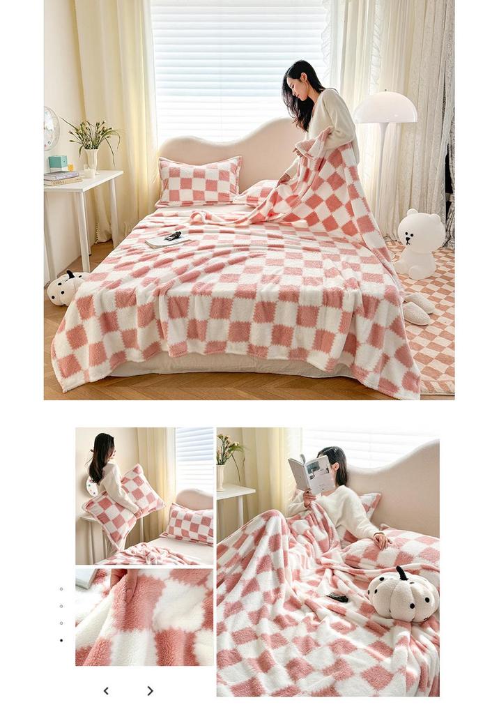 Premium Winter Coral Fleece Plaid Blanket for Women - Thickened Milk Fleece Office Nap Throw
