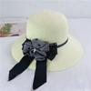 Bucket hat trendy breathable sun protection sun bow hat women's summer big brim straw hat shade beach hat