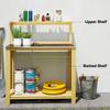 Wooden Potting Bench Table with Aluminium Worktop, Outdoor Garden Workbench with 2 Shelves