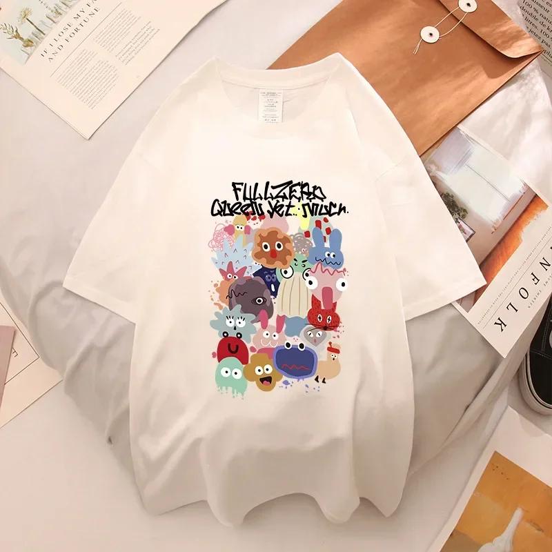 Rock Puppy Couple Clothing Rabbit Kawaii Women's T-shirt Y2k Fashion Blouse Harajuku Streetwear Cat Print Tops Women Clothing